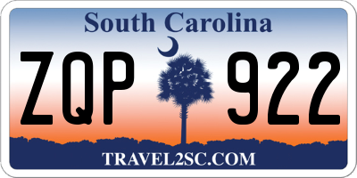 SC license plate ZQP922