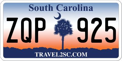 SC license plate ZQP925