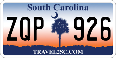 SC license plate ZQP926