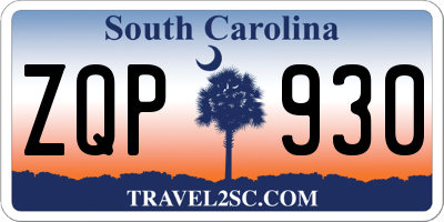 SC license plate ZQP930