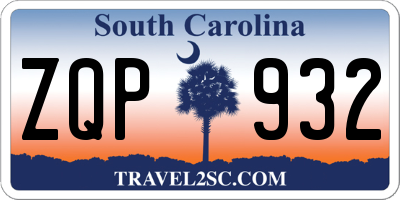 SC license plate ZQP932