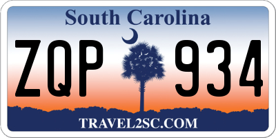 SC license plate ZQP934