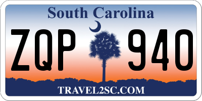 SC license plate ZQP940