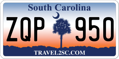 SC license plate ZQP950