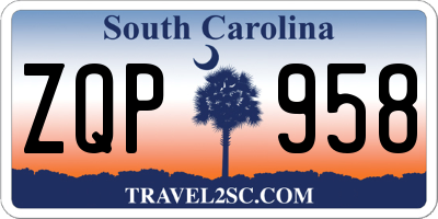 SC license plate ZQP958