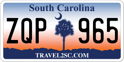 SC license plate ZQP965