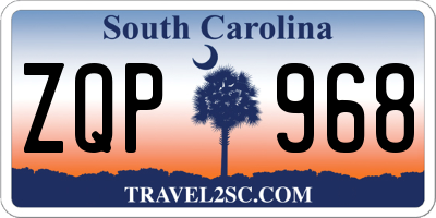 SC license plate ZQP968