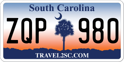 SC license plate ZQP980