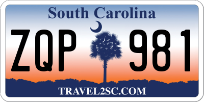 SC license plate ZQP981