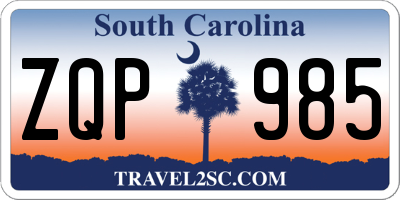SC license plate ZQP985