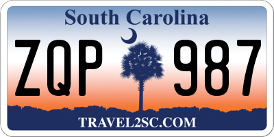 SC license plate ZQP987