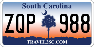 SC license plate ZQP988