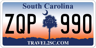 SC license plate ZQP990