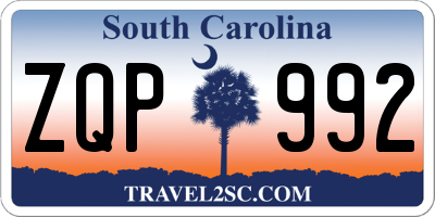 SC license plate ZQP992
