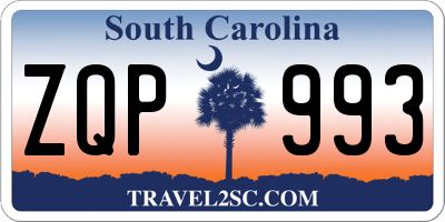 SC license plate ZQP993