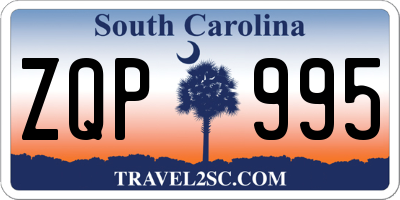 SC license plate ZQP995