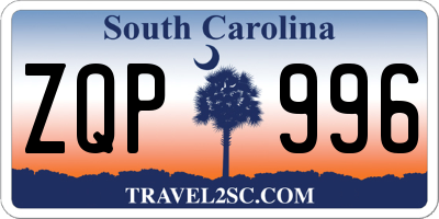 SC license plate ZQP996