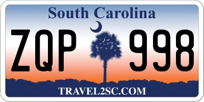 SC license plate ZQP998