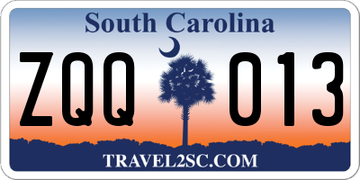 SC license plate ZQQ013