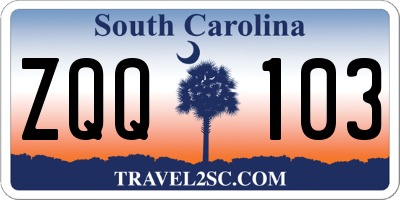 SC license plate ZQQ103