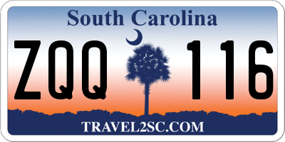 SC license plate ZQQ116