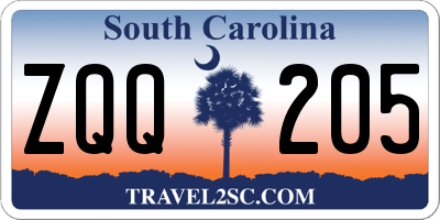 SC license plate ZQQ205