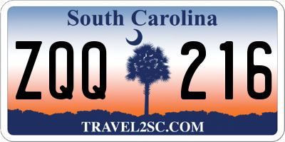 SC license plate ZQQ216