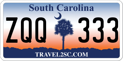 SC license plate ZQQ333