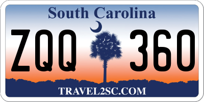 SC license plate ZQQ360