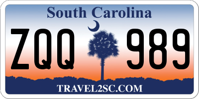 SC license plate ZQQ989