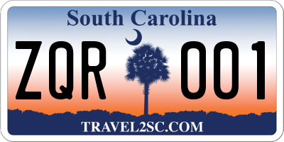 SC license plate ZQR001