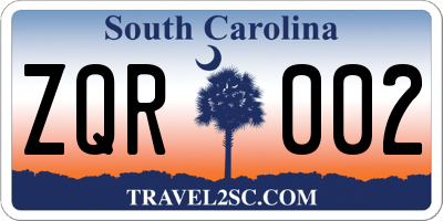 SC license plate ZQR002