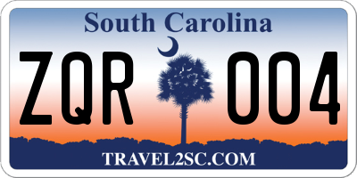 SC license plate ZQR004
