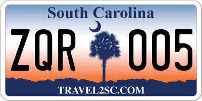 SC license plate ZQR005