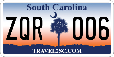 SC license plate ZQR006