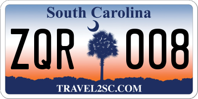 SC license plate ZQR008