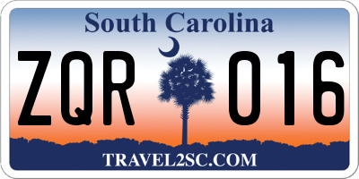SC license plate ZQR016