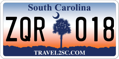 SC license plate ZQR018