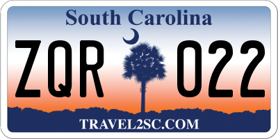 SC license plate ZQR022