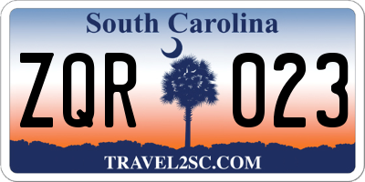 SC license plate ZQR023