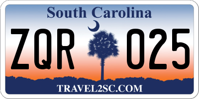 SC license plate ZQR025