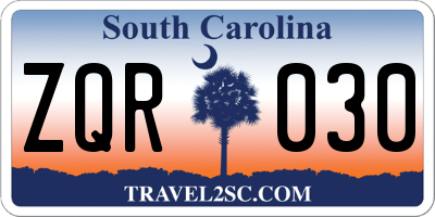 SC license plate ZQR030