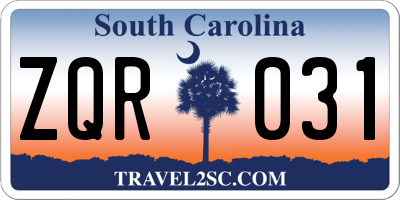 SC license plate ZQR031