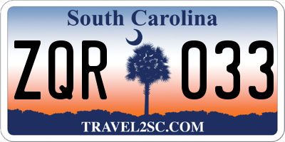 SC license plate ZQR033