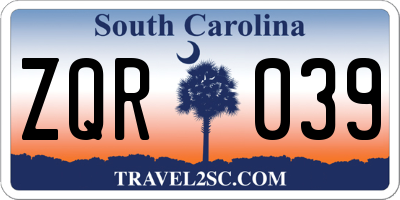 SC license plate ZQR039