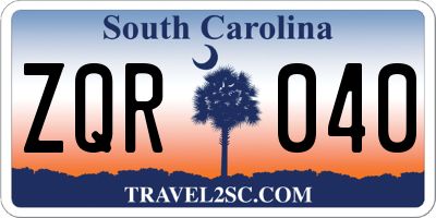 SC license plate ZQR040