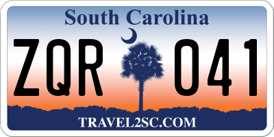 SC license plate ZQR041