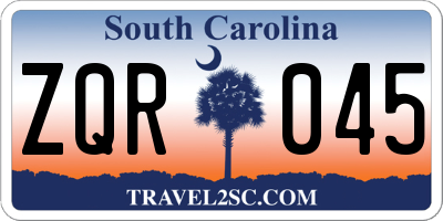 SC license plate ZQR045