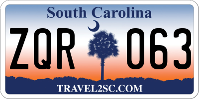 SC license plate ZQR063