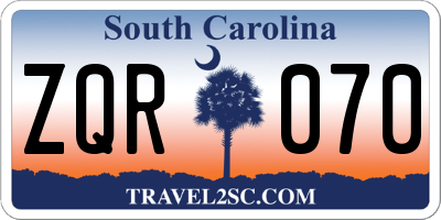 SC license plate ZQR070